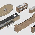 Modern reception desk, front desk, bar counter, cashier counter 3d model