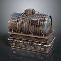 Industrial Machinery Equipment With Rustic Metal Cylinder Pipes And Control Panel
