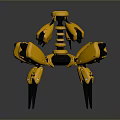 Detailed Yellow Mechanical Spider Robot With Multiple Arms And Black Legs
