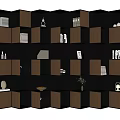 Modern Wooden Decorative Cabinet With Geometric Shelves And Decor Items