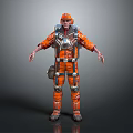 Orange Safety Protective Suit With Helmet And Backpack For Daily Use