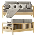 Modern Double Sofa Solid Wood Fabric Double Sofa 3d model