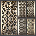 Intricate Laser Cut Metal Wall Decor With Gold Floral And Geometric Patterns