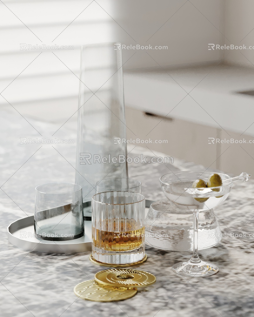 Water Cup Tea Cup Vase Wine Bottle Bowl 3d model