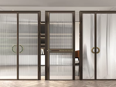 Modern Sliding Glass Doors With Metal Frame For Home Interior Partition 3d model