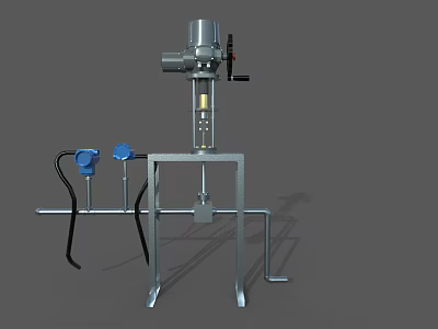 Industrial Mixer Equipment With Metal Frame Electric Motor And Blue Components 3d model