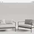 Modern Light Gray Three Piece Sofa Set With Metal Frame And Soft Cushions 3d model