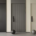 Modern Security Doors With Vertical Ribbed Design And Black Handles In Black Grey Beige