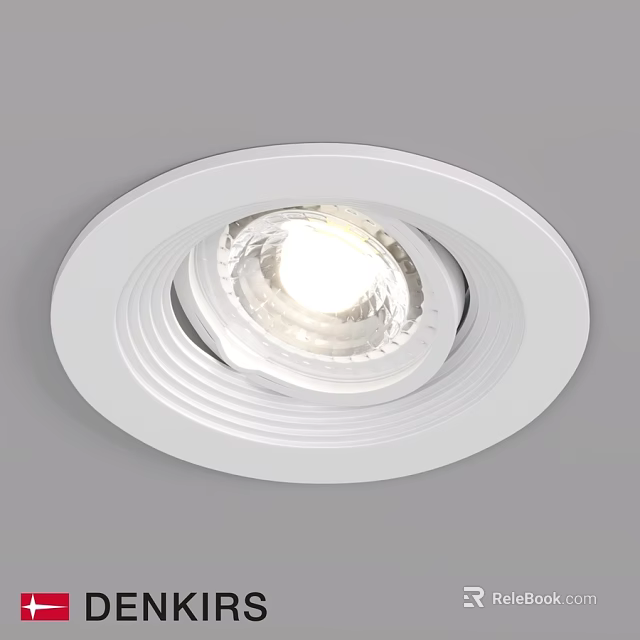 White Recessed Downlight Spotlight With Illuminated Center And Smooth Circular Design 3d model 