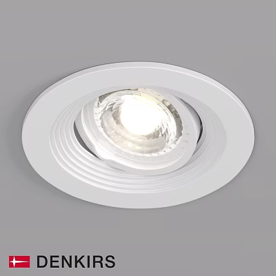 White Recessed Downlight Spotlight With Illuminated Center And Smooth Circular Design 3d model