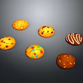 Different Types of Decorated Cookies With Various Toppings On Gray Background