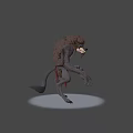 3D Rendered Fantasy Mythical Creature With Brown Mane Gray Body And Red Sash