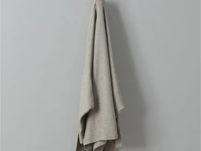 Beige Knitted Textured Towel Hanging On Wall For Simple Daily Use 3d model