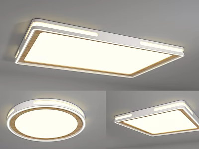 Modern Ceiling Light With Square And Round Shapes And White Panel Design 3d model
