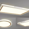 Modern Ceiling Light With Square And Round Shapes And White Panel Design 3d model