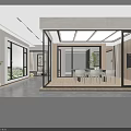 Modern Furniture Showroom With Open Space Glass Windows And Indoor Plants