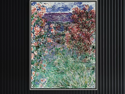 Vibrant Plant Painting With Colorful Flowers Lush Green Grass And Garden View 3d model