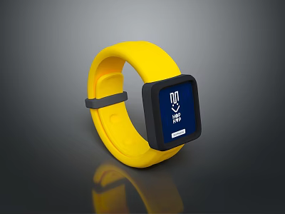Yellow Smart Fitness Wristband With Digital Display And Sporty Design Accessory 3d model