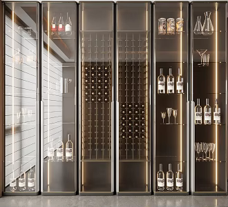 Light Luxury Glass Wine Cabinet 3d model