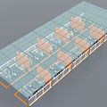Large Transparent Canopy Structure With Multiple Covered Sections And Support Frame 3d model