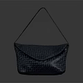 Navy Blue Woven Handbag With Minimalist Design Textured Pattern And Shoulder Strap