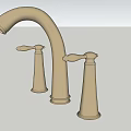 Elegant Golden Faucet with Double Handle and Curved Spout Design