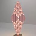 Modern Unique Shaped Floor Lamp with Oval Cutout Pattern and Warm Ambient Lighting 3d model
