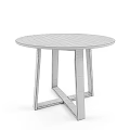 Round Wooden Dining Table With Natural Wood Grain Surface And Crossed Legs Design