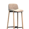 Modern Fabric Bar Stool With Wooden Legs For Comfortable Home Kitchen Use