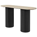 Modern Console Table With Light Beige Marble Top And Black Fluted Columns 3d model