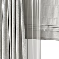 Modern Double Layer Gray And White Curtains With Elegant Drape Design 3d model