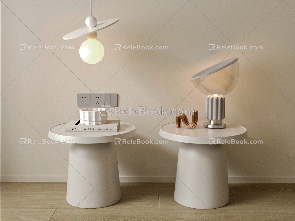 Cream wind bedside table side table model