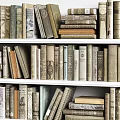 Books and Magazines Arranged Neatly on White Bookshelves with Various Sizes and Colors