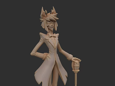 Game And Movie Character With Antler Decorations In Suit Holding Lantern In Elegant Pose 3d model