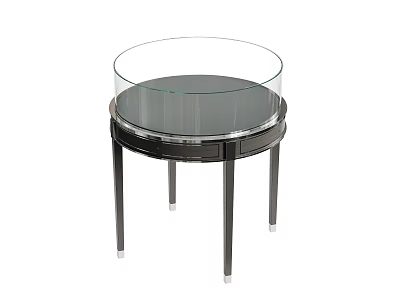 Jewelry Store Round Display Table With Glass Cover And Black Base Design 3d model