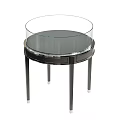 Jewelry Store Round Display Table With Glass Cover And Black Base Design