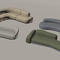 Modern special-shaped sofa multi-person curved sofa fabric 3d model