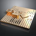 Golden Electronic Circuit Board With Integrated Chips And Perforated Holes Design