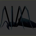 Blue Spider With Long Slender Legs And Oval Body In 3D Model Gray Background