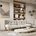 modern double sofa cream sofa 3d model