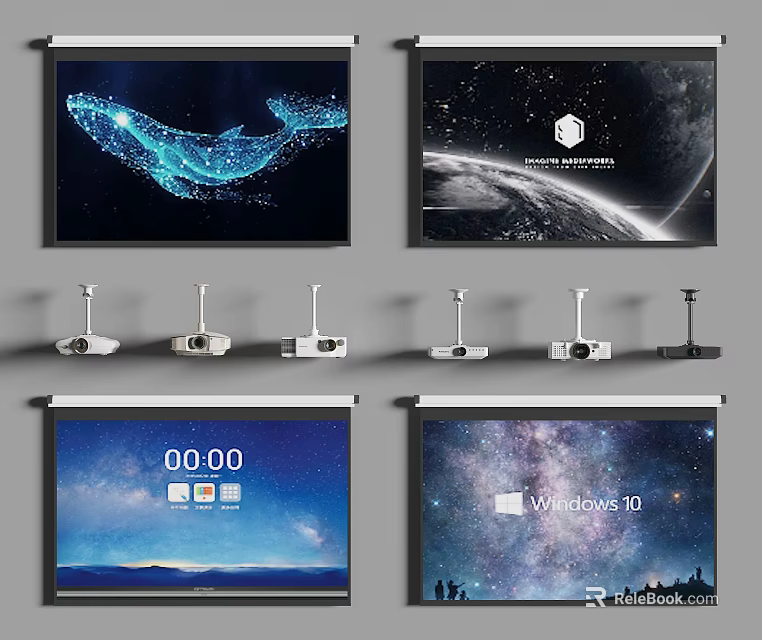 Projection Monitoring System With Multiple Projectors And Various Display Scenes 3d model 