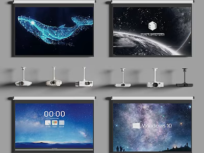 Projection Monitoring System With Multiple Projectors And Various Display Scenes 3d model
