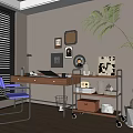 Study Desk Bookshelf 3d model