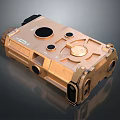 Golden Weapon Tactical Mechanical Component With Circular Holes And Metallic Texture 3d model