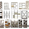 Various Modern Shelving Units With Different Designs Structures And Materials 3d model