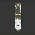 Blue And White Yacht With Special Structures Design