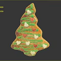 Christmas Tree Shaped Gingerbread Decorated With Green Icing And Red White Heart Candies