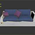 Futuristic Blue Sofa With Purple Cushions And Glowing LED Accents Design
