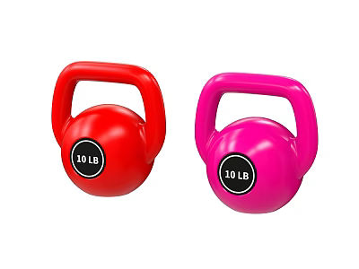 Red and Pink Kettlebells 10 LB Sports Equipment for Fitness Training 3d model