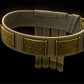 Vintage Leather Belt Design With Intricate Metal Buckle And Decorative Golden Rivets